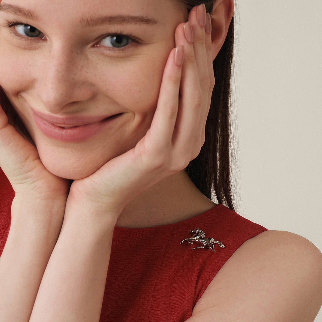 925 Sterling Silver Lab - Grown Diamond Anne's Horse Brooch - HELAS Jewelry