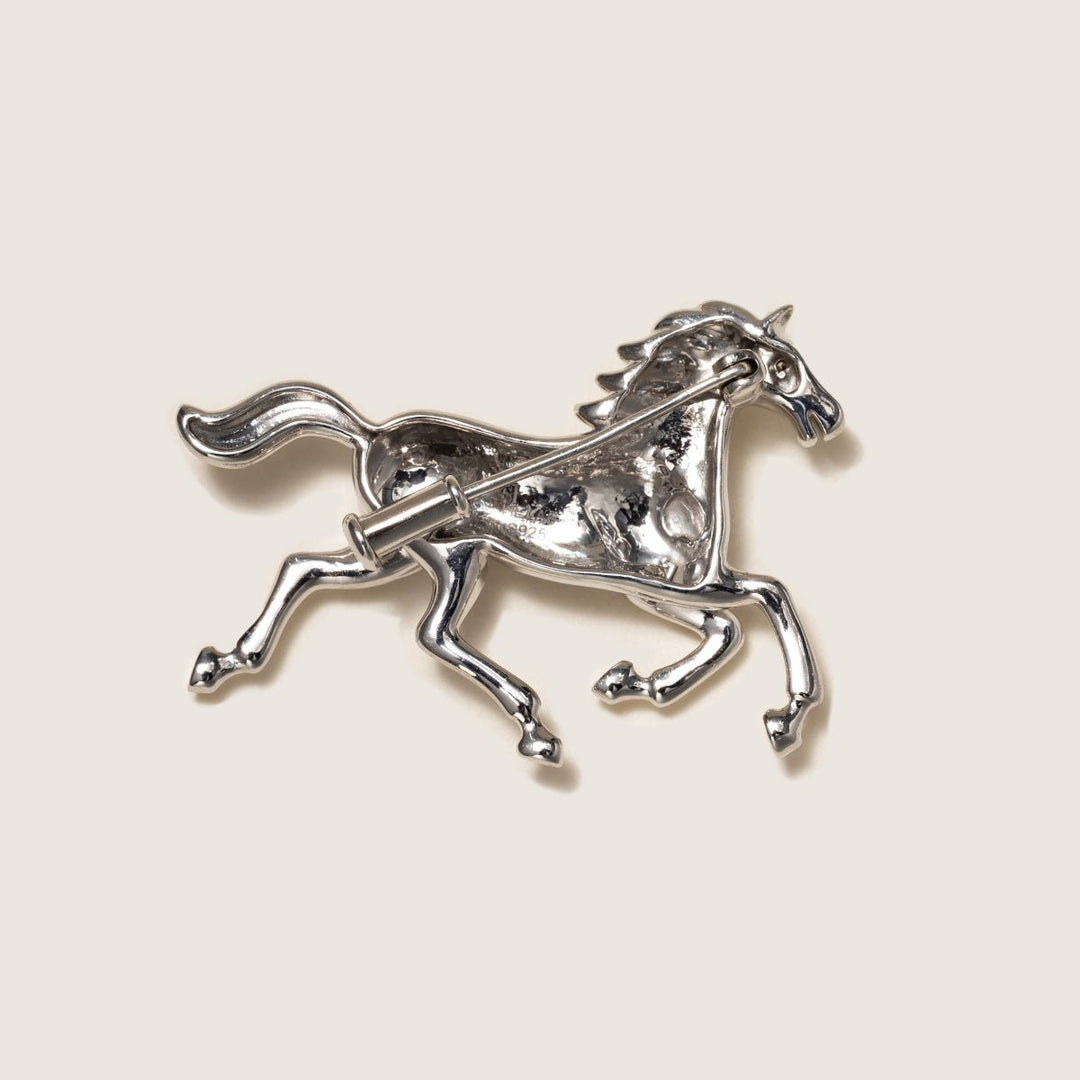 925 Sterling Silver Lab - Grown Diamond Anne's Horse Brooch - HELAS Jewelry