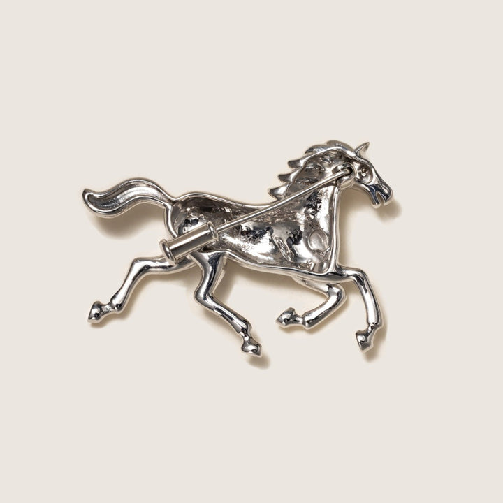 925 Sterling Silver Lab - Grown Diamond Anne's Horse Brooch - HELAS Jewelry