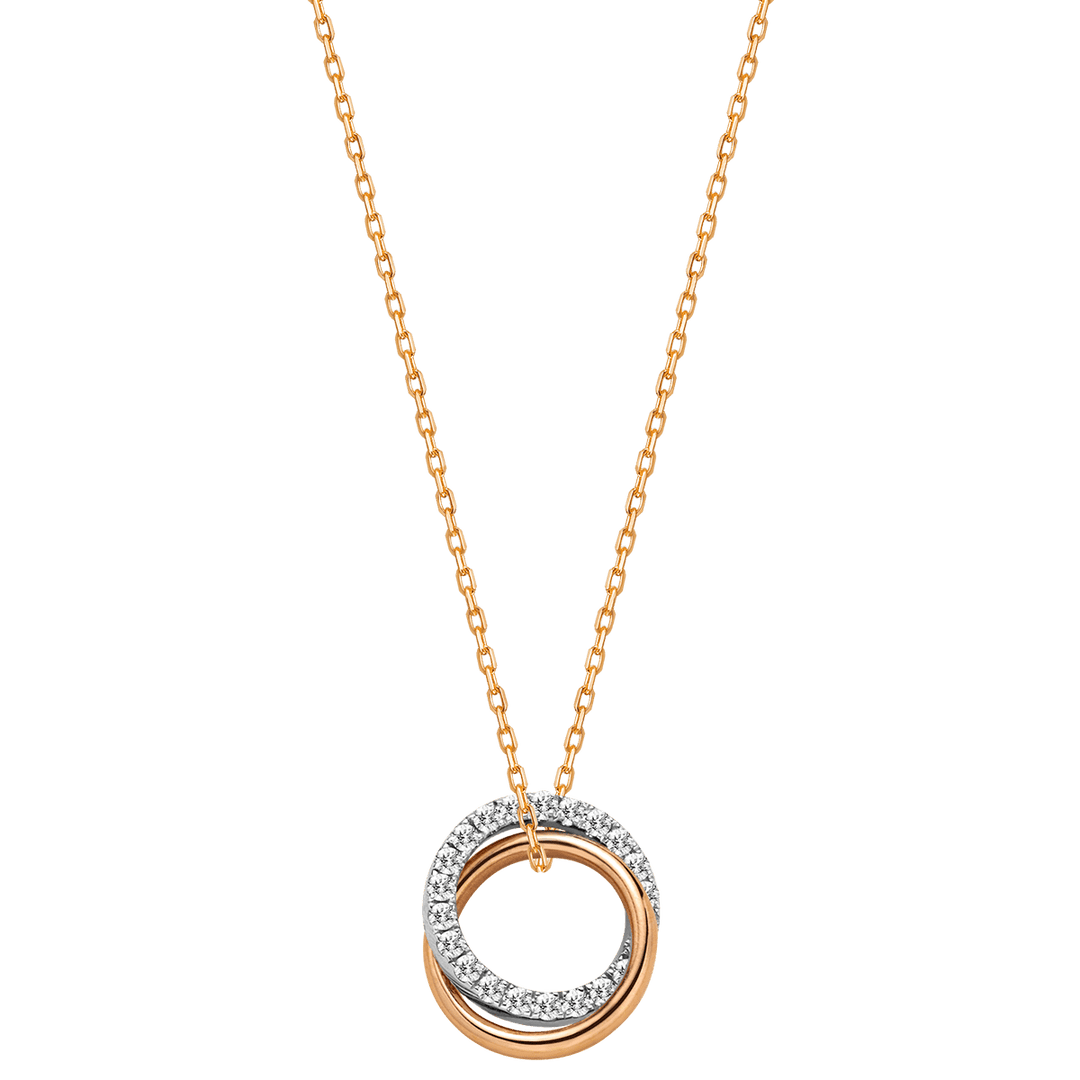 9K Rose Gold Lab - Grown Diamond Dual Loop 3 - in - 1 Red String Bracelet Necklace - HELAS Jewelry