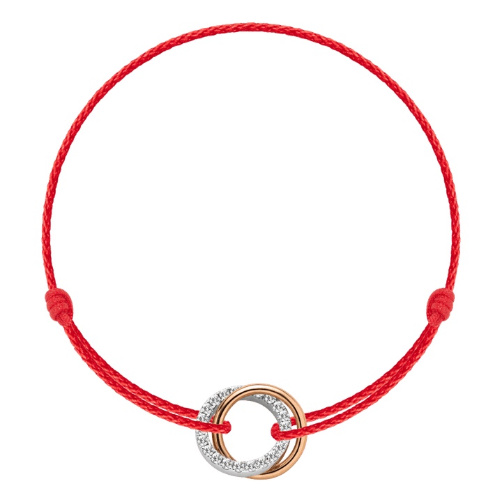9K Rose Gold Lab - Grown Diamond Dual Loop 3 - in - 1 Red String Bracelet Necklace - HELAS Jewelry