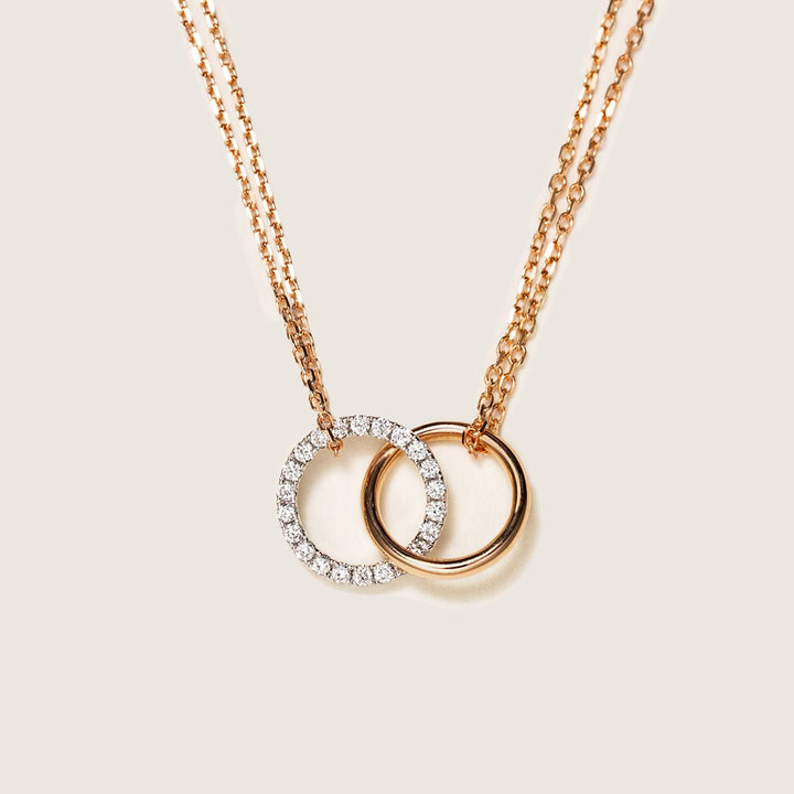 9K Rose Gold Lab - Grown Diamond Dual Loop 3 - in - 1 Red String Bracelet Necklace - HELAS Jewelry