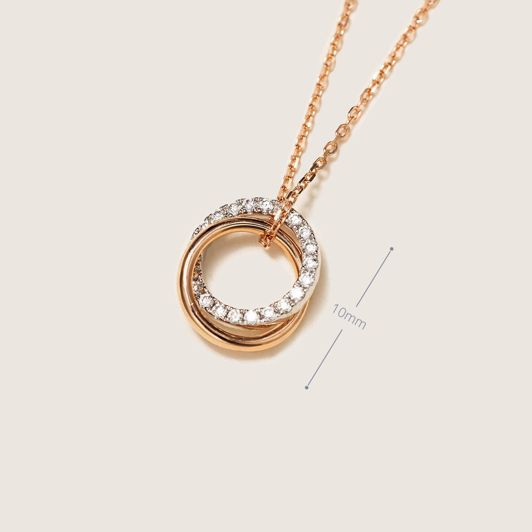 9K Rose Gold Lab - Grown Diamond Dual Loop 3 - in - 1 Red String Bracelet Necklace - HELAS Jewelry