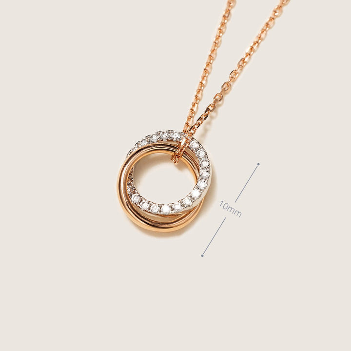 9K Rose Gold Lab - Grown Diamond Dual Loop 3 - in - 1 Red String Bracelet Necklace - HELAS Jewelry