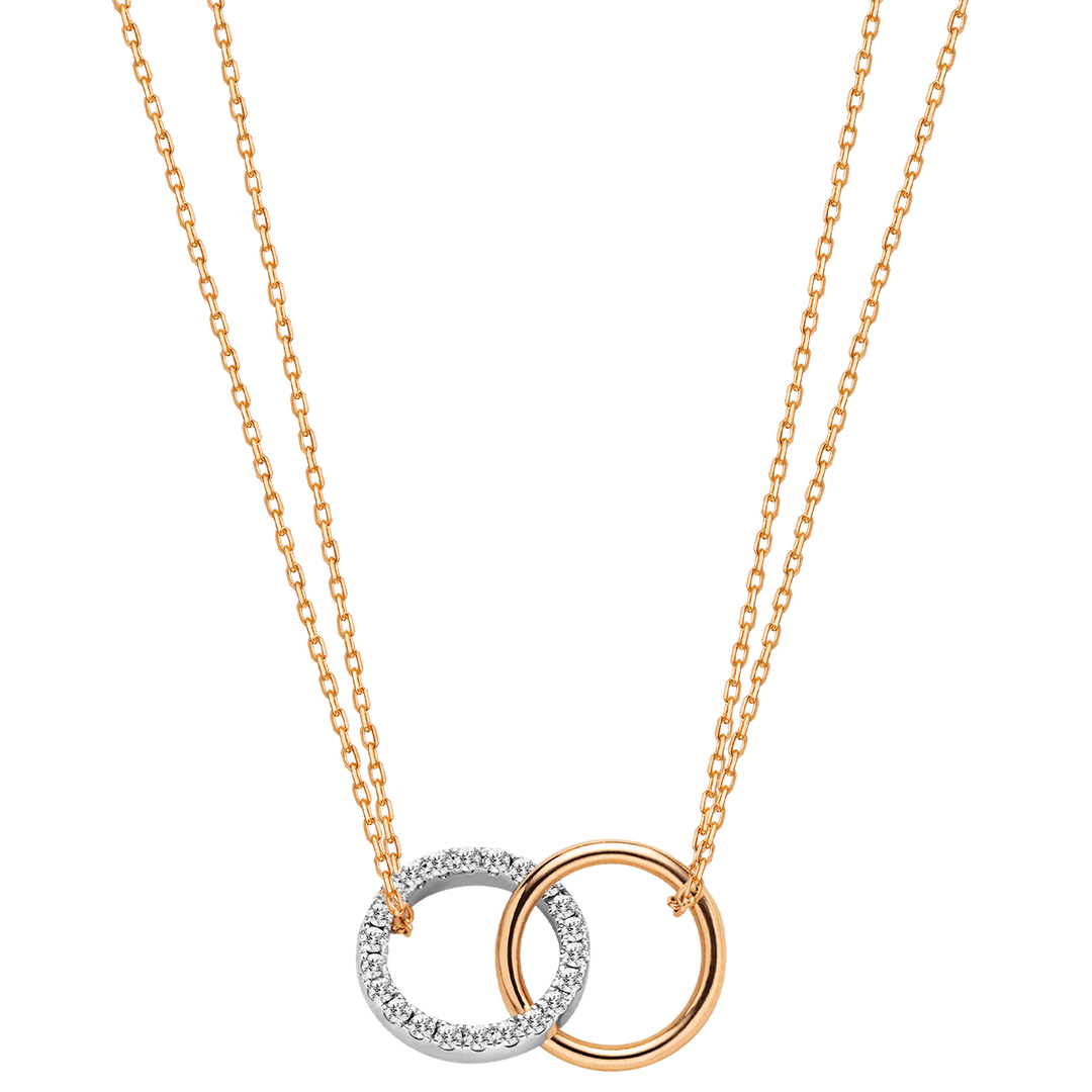 9K Rose Gold Lab - Grown Diamond Dual Loop 3 - in - 1 Red String Bracelet Necklace - HELAS Jewelry