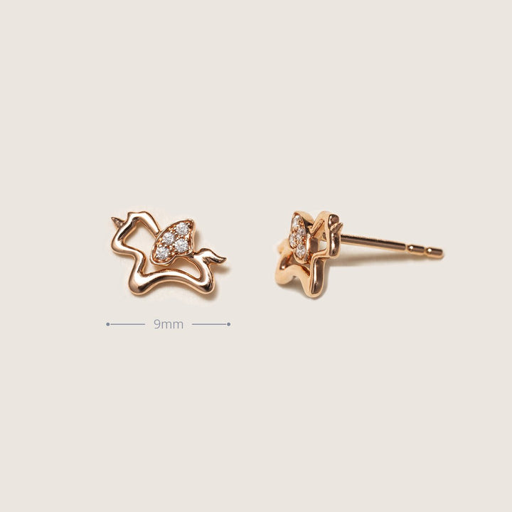 9K Rose Gold Lab - Grown Diamonds Lucky Flying Horse Studs Earrings - HELAS Jewelry