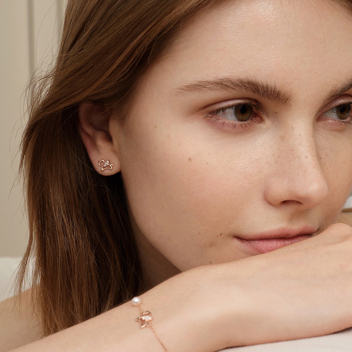 9K Rose Gold Lab - Grown Diamonds Lucky Flying Horse Studs Earrings - HELAS Jewelry