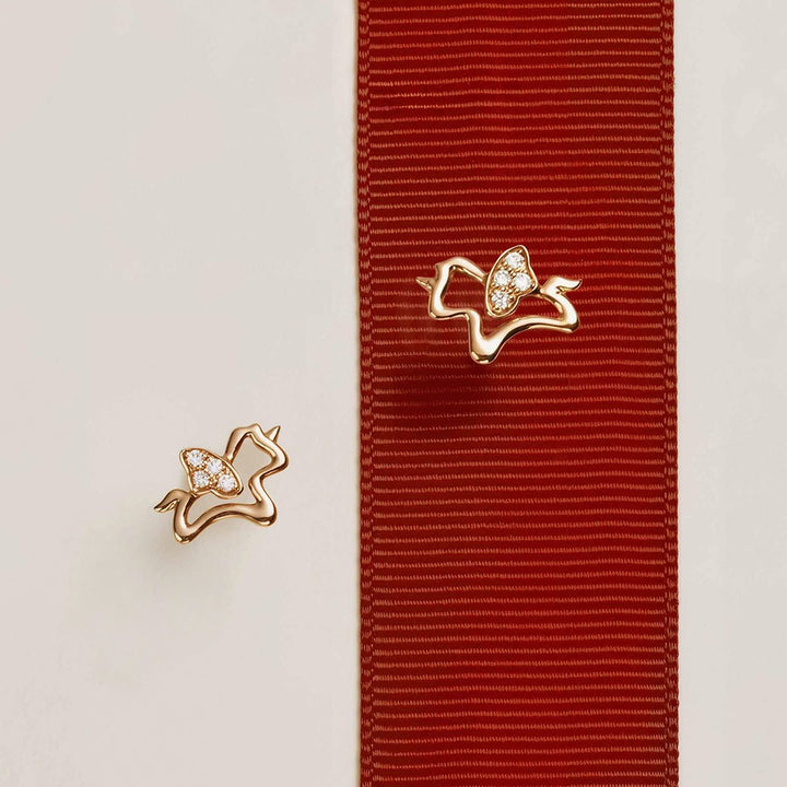 9K Rose Gold Lab - Grown Diamonds Lucky Flying Horse Studs Earrings - HELAS Jewelry