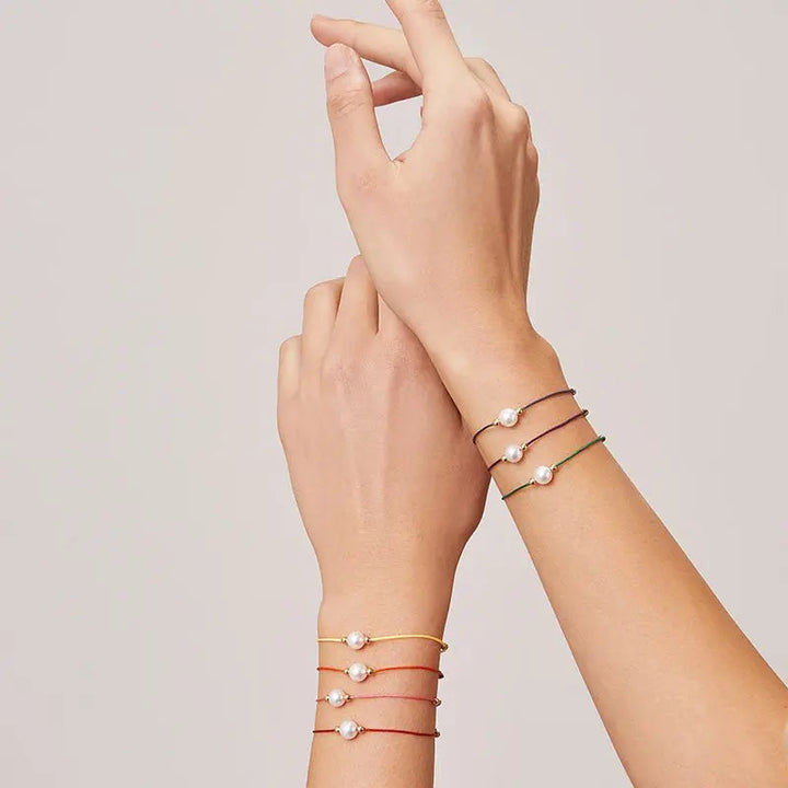 Aurora Collection Akoya Saltwater Pearl 18K Gold String Bracelet - HELAS Jewelry
