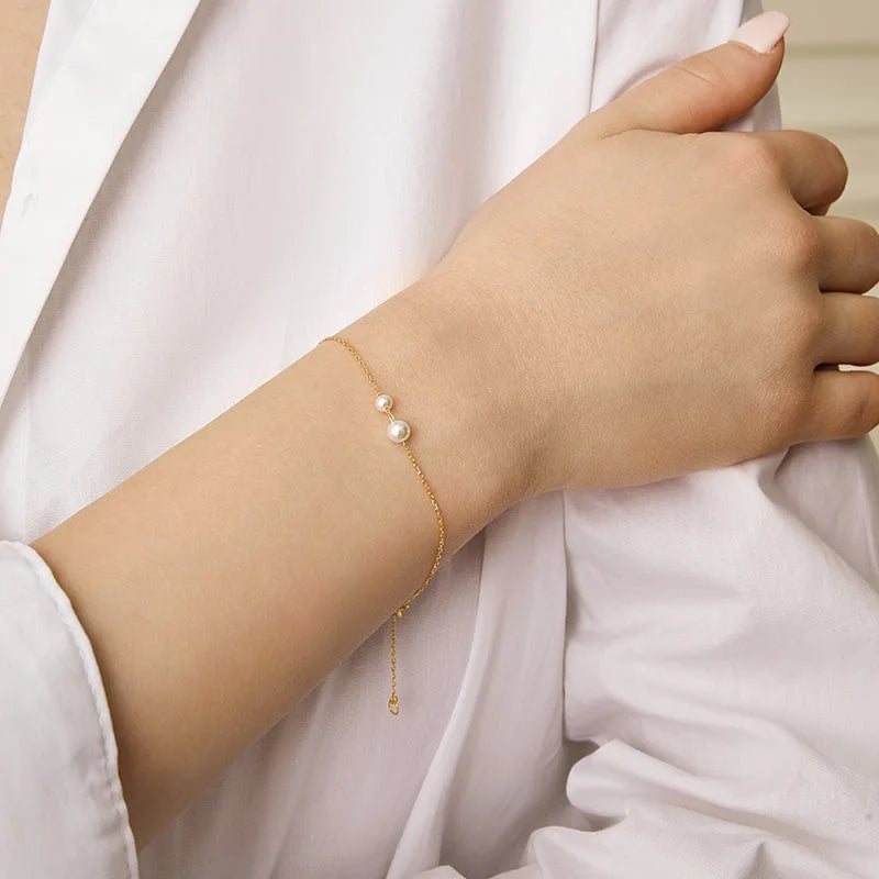 Akoya Pearl 18K Gold Contrast Design Bracelet