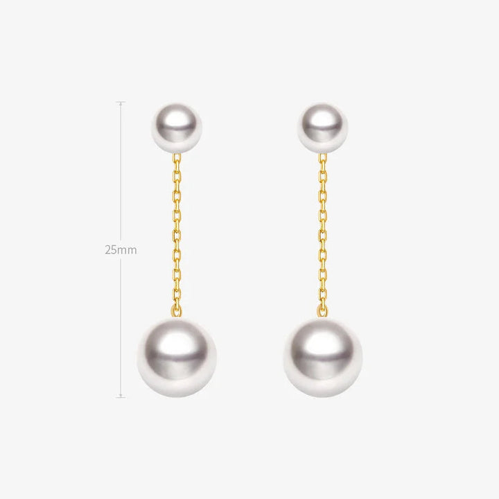 Akoya Pearl 18K Gold Double Pearl Chain Earrings