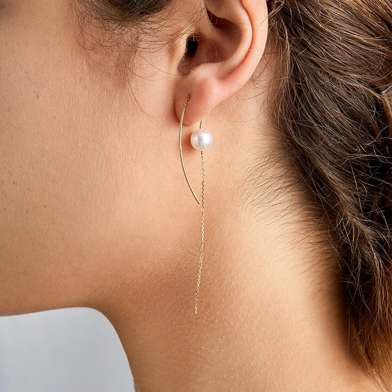 BASIC COLLECTION Akoya Pearl 18K Gold Ethereal Dangle Earrings BASIC COLLECTION Akoya Pearl 18K Gold Ethereal Dangle Earrings BASIC COLLECTION