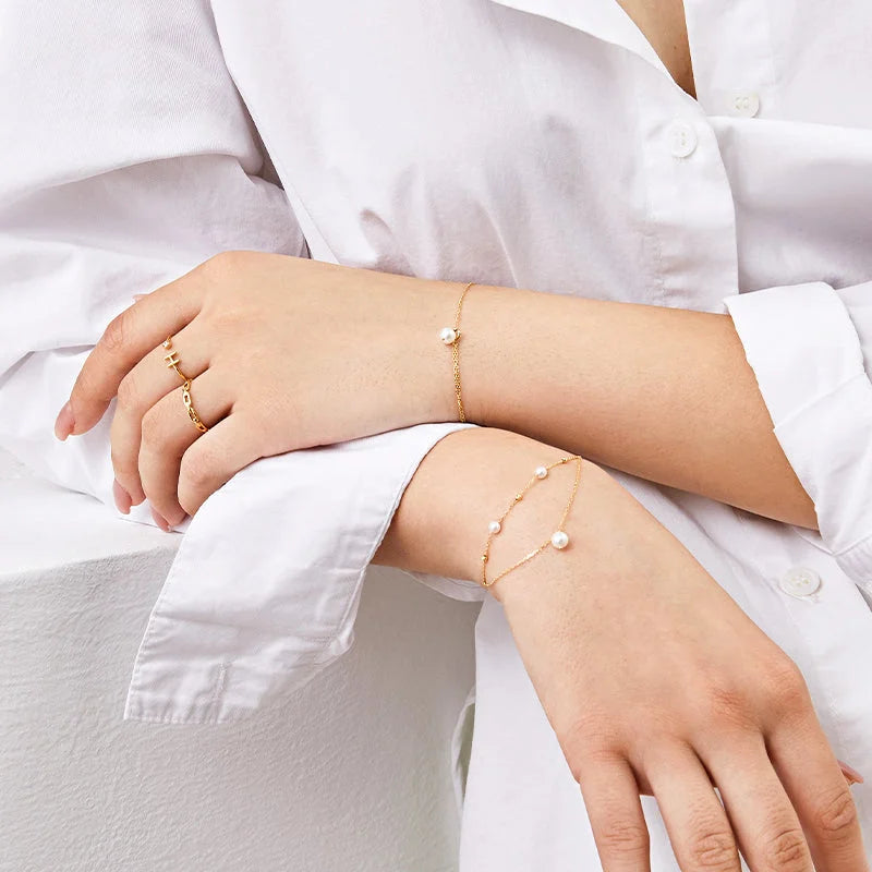 BASIC COLLECTION Akoya Pearl 18K Gold Single Bead Bracelet BASIC COLLECTION Akoya Pearl 18K Gold Single Bead Bracelet BASIC COLLECTION
