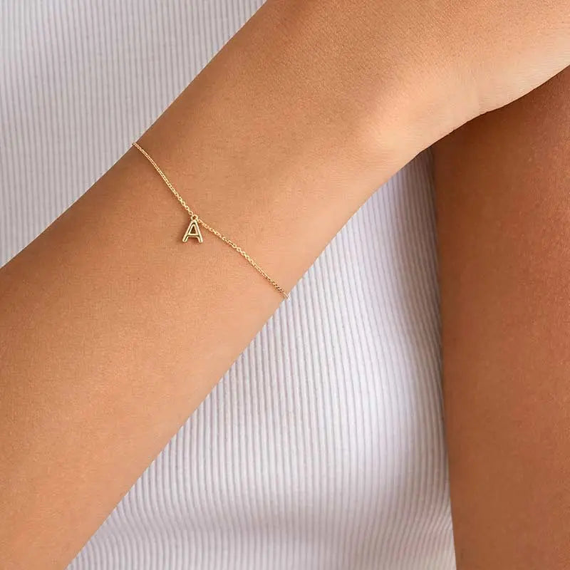18K Gold Custom Letter Initial Bracelet