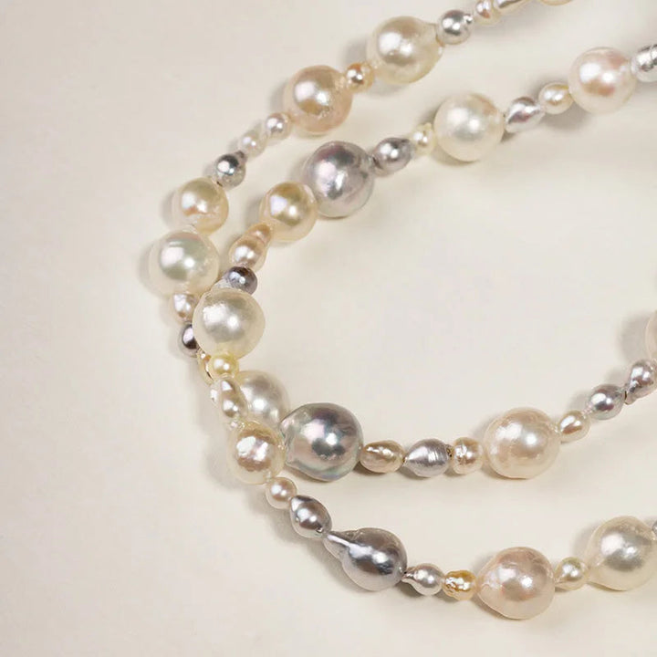 BEADED COLLECTION 18k Gold Gray Golden Mixed Color Baroque Pearl Necklace BEADED COLLECTION 18k Gold Gray Golden Mixed Color Baroque Pearl Necklace BEADED COLLECTION