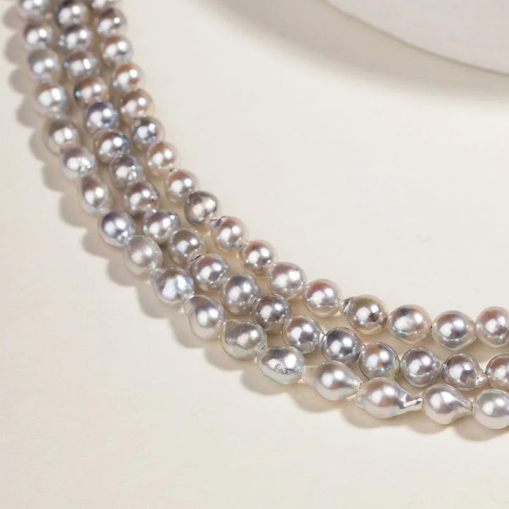 BEADED COLLECTION 18k Gold Morandi Gray Mixed Color Baroque Pearl Short Necklace BEADED COLLECTION 18k Gold Morandi Gray Mixed Color Baroque Pearl Short Necklace BEADED COLLECTION