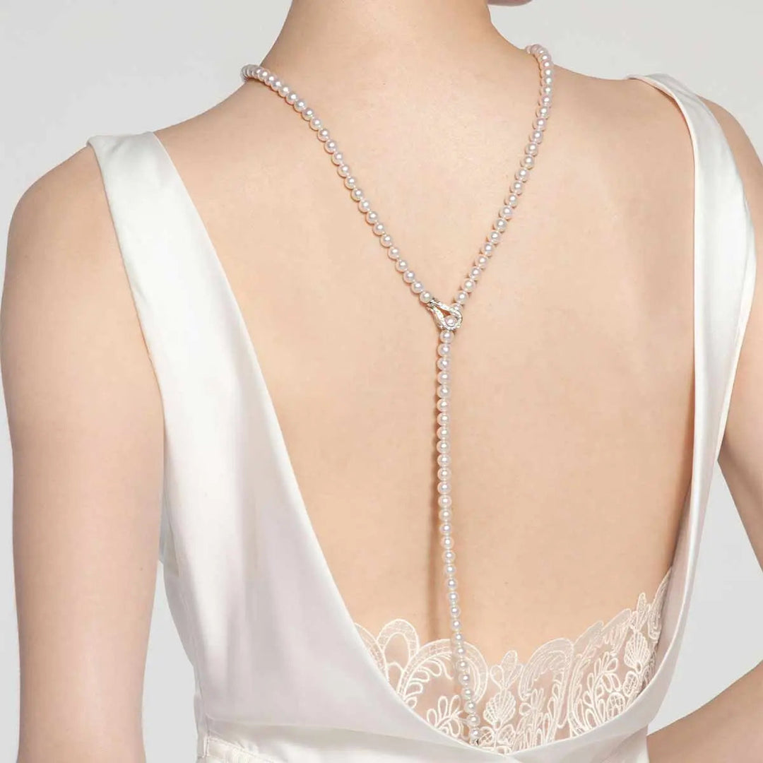 BRIGHT COLLECTION Akoya Pearl 18K White Gold Noble Design Pearl Beaded Necklace - HELAS Jewelry