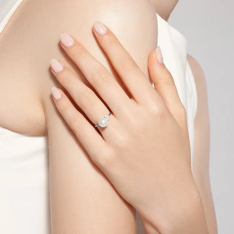 Akoya Pearl 18K White Gold Diamond Ring