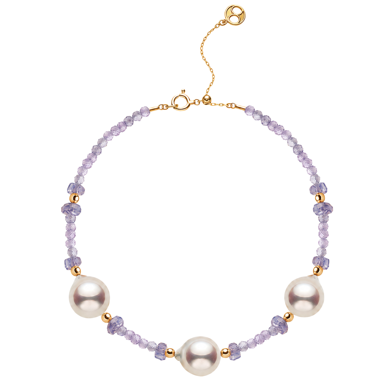 Baroque Akoya Pearl Tanzanite Gold Vermeil Bracelet in 925 Sterling Silver