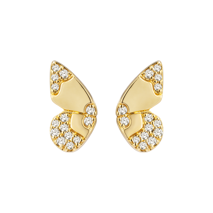 18K Gold Butterfly Diamonds Ear Studs