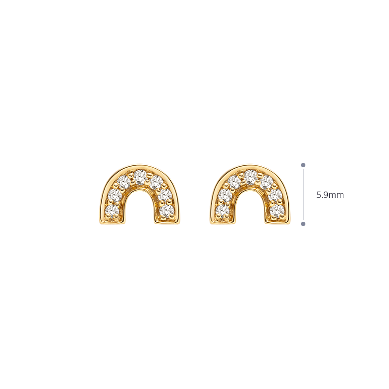 18K Gold Diamond Petite Rainbow Diamond Ear Studs Earrings