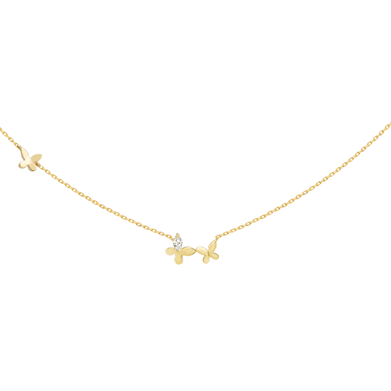 18K Gold Butterfly Elegant Diamond Necklace