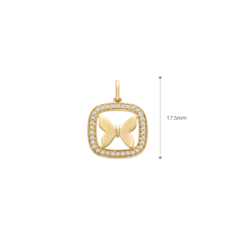18K Gold Diamond Butterfly Shot Pendant Necklace
