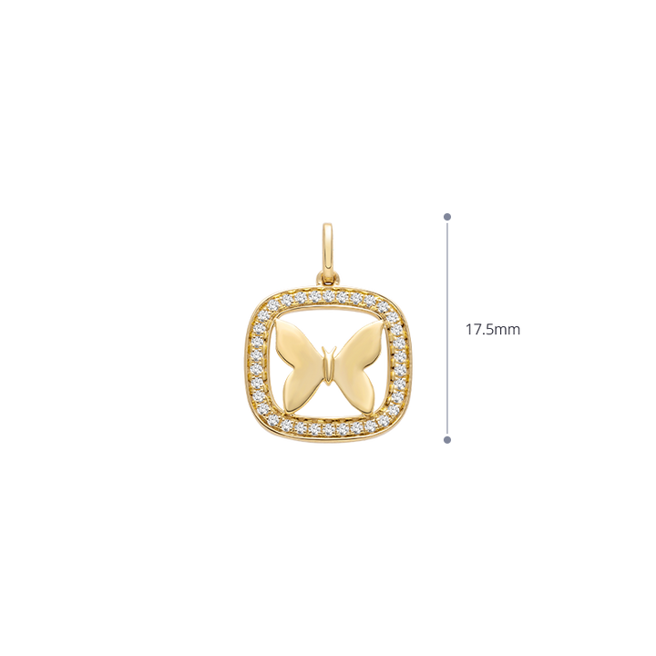 18K Gold Diamond Butterfly Shot Pendant Necklace