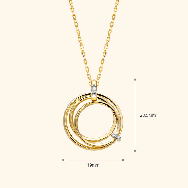 18K Gold Diamond Three-ring Intersecting Necklace