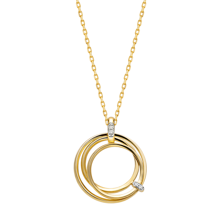 18K Gold Diamond Three-ring Intersecting Necklace