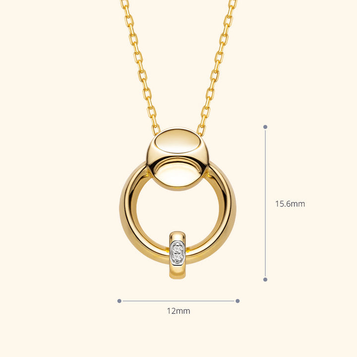 18K Gold Diamond Insignia Round Clasp Necklace