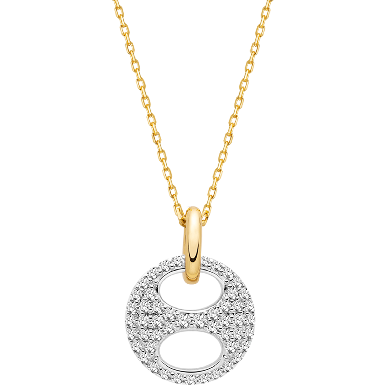 18K Gold Diamond Imprint H Clasp Pendant Necklace