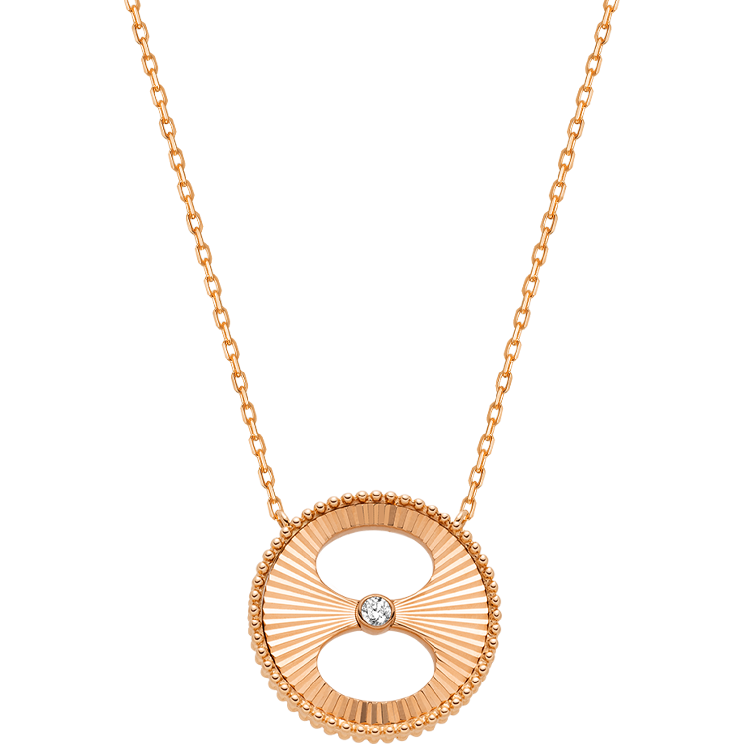 18K Gold Diamond Imprint H Cut Gold Surface Necklace