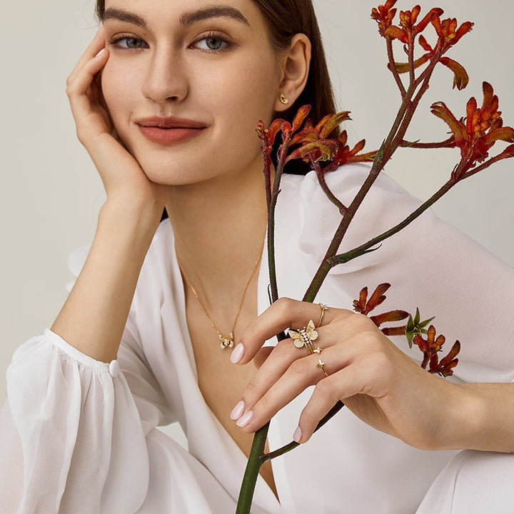 18K Gold Diamonds Mini Summer Flower Ring