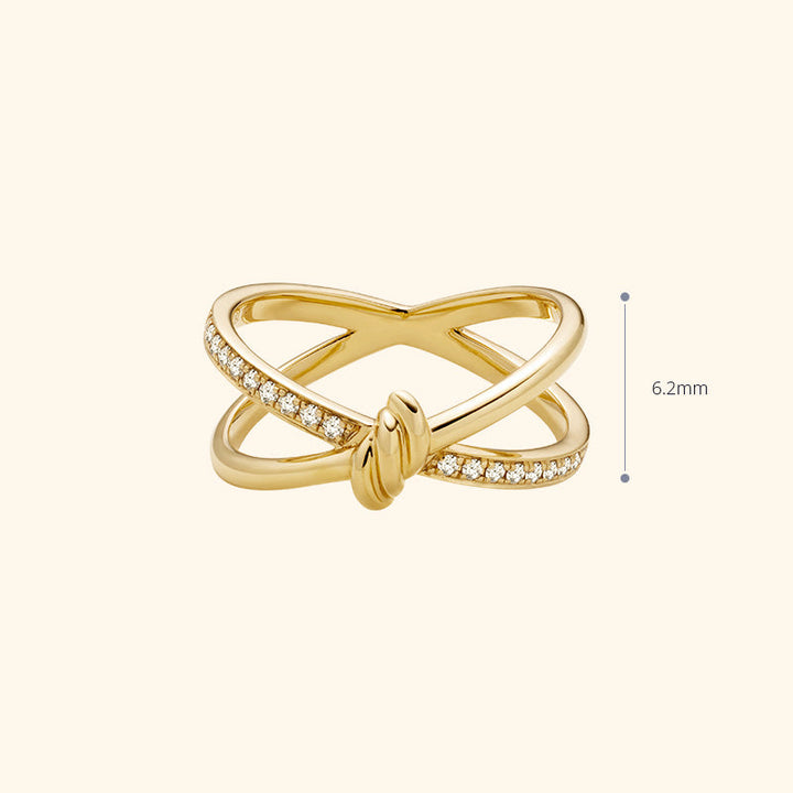 18K Gold Diamond Double-loop Twisted Ring