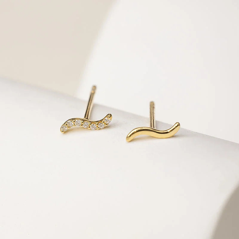 18K Gold Stackable Wave Essentials Stud Earring