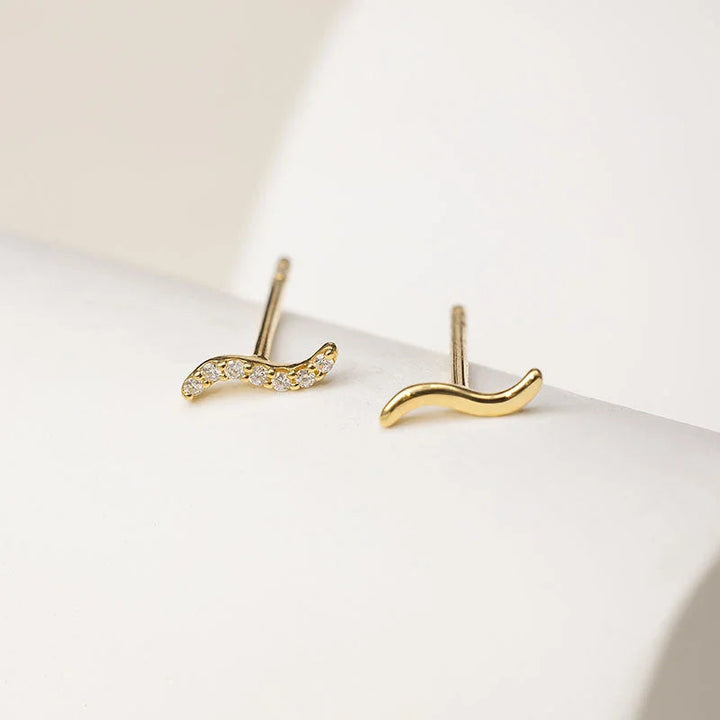 18K Gold Stackable Wave Essentials Stud Earring