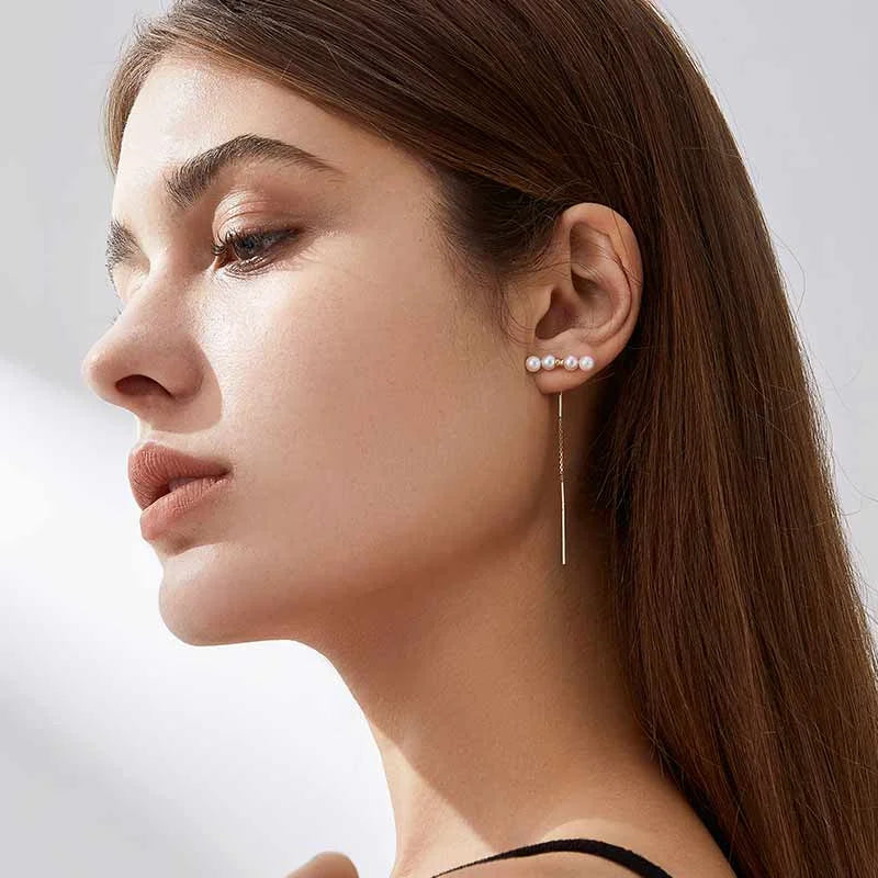 FINE LINE COLLECTION Akoya Pearl 18K Gold Four Pearl Stud Earring