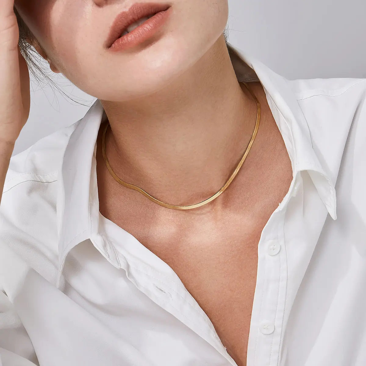 Herringbone Necklace 18k Yellow Chain Necklace - HELAS Jewelry Herringbone Necklace 18k Yellow Chain Necklace - HELAS Jewelry