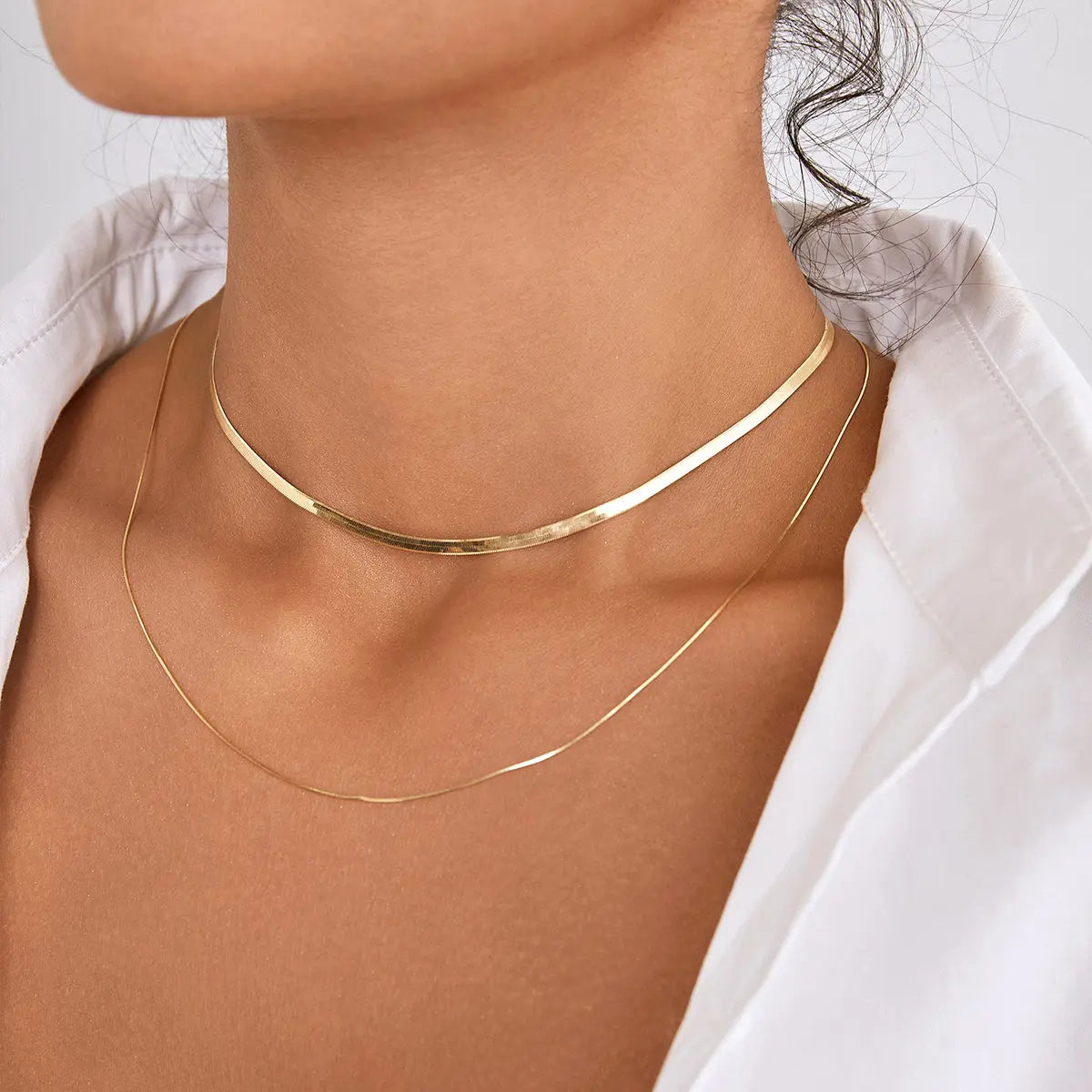 Herringbone Necklace 18k Yellow Chain Necklace - HELAS Jewelry Herringbone Necklace 18k Yellow Chain Necklace - HELAS Jewelry