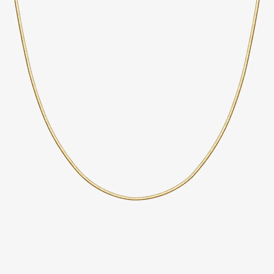 FINE LINE COLLECTION 18k Yellow Gold Square Herringbone Chain Necklace - HELAS Jewelry