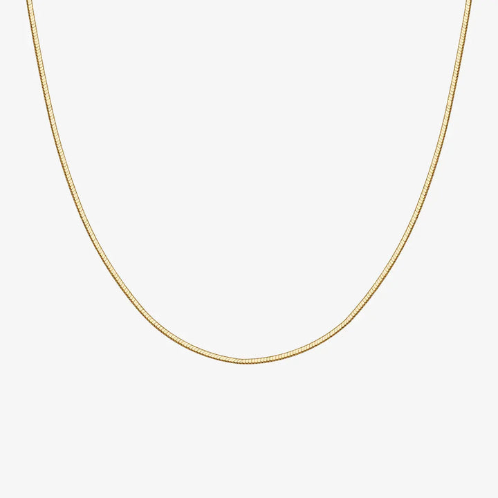 FINE LINE COLLECTION 18k Yellow Gold Square Herringbone Chain Necklace - HELAS Jewelry