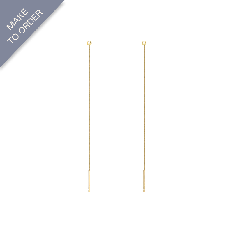 18K Gold Fine Herringbone Chain Eardrop Earring