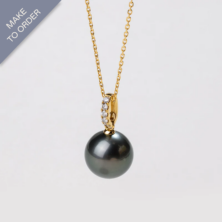 Tahitian 18K Gold Diamond Sequence Pendant Necklace