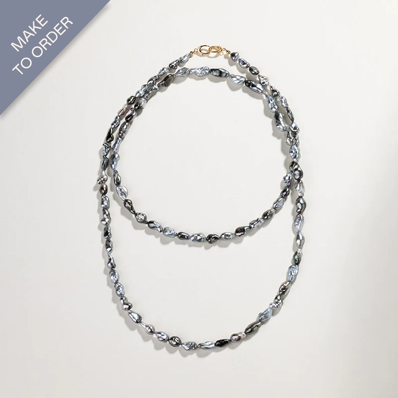 Keshi 18K Irregular Long Strand Bead Fashion Sweater Necklace