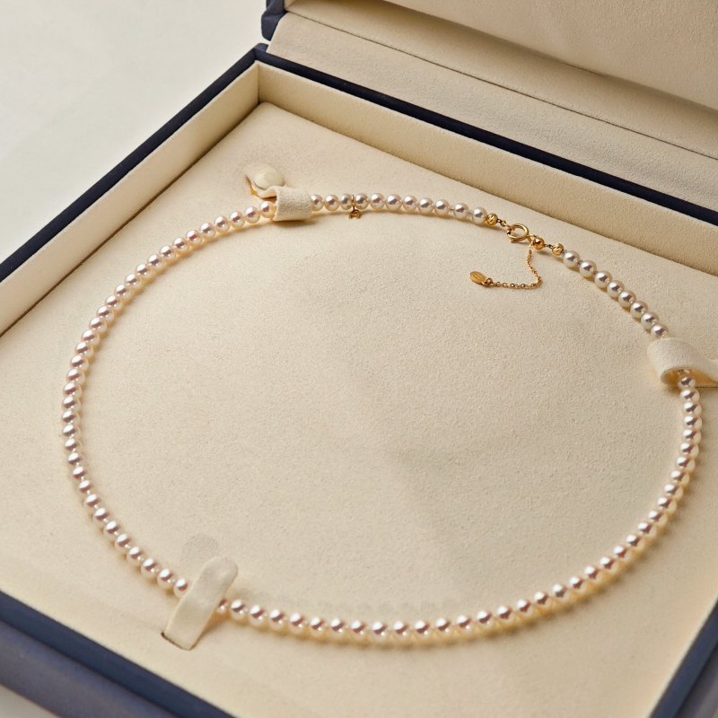 Aurora Freshwater Pearl GUILD Certificate Noble 18K Gold H Mark Strand Necklace
