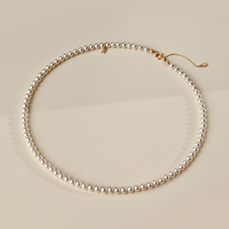 Aurora Freshwater Pearl GUILD Certificate Noble 18K Gold H Mark Strand Necklace