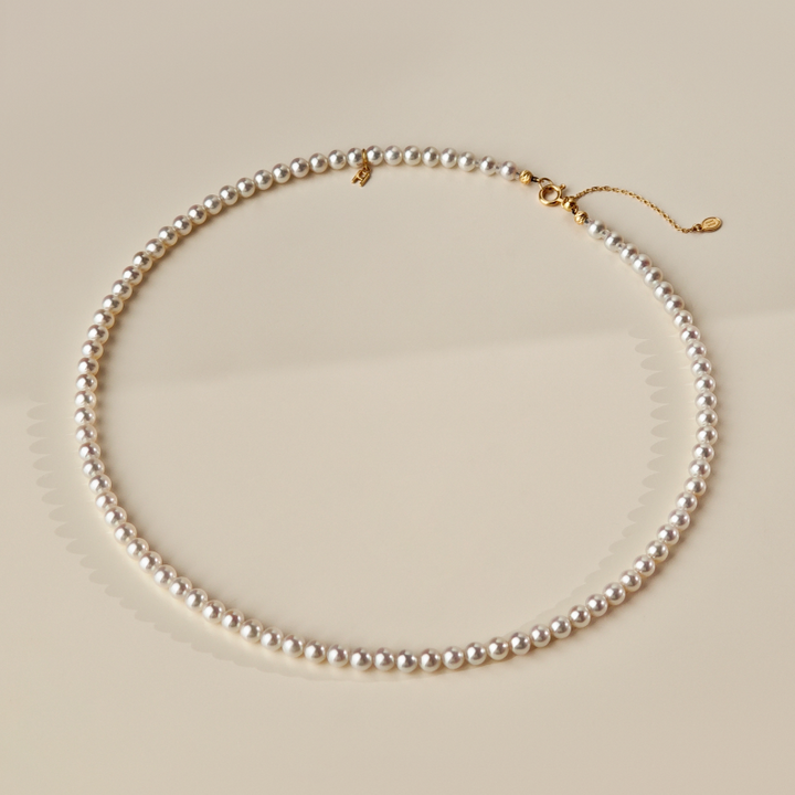 Aurora Freshwater Pearl GUILD Certificate Noble 18K Gold H Mark Strand Necklace