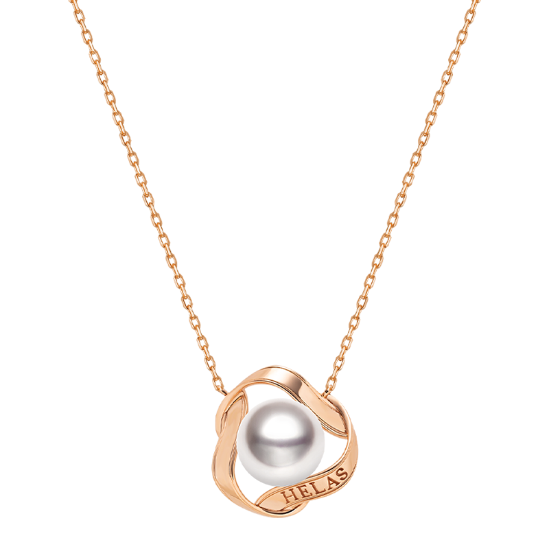 Akoya Pearl 18k Gold Camellia Design Necklace