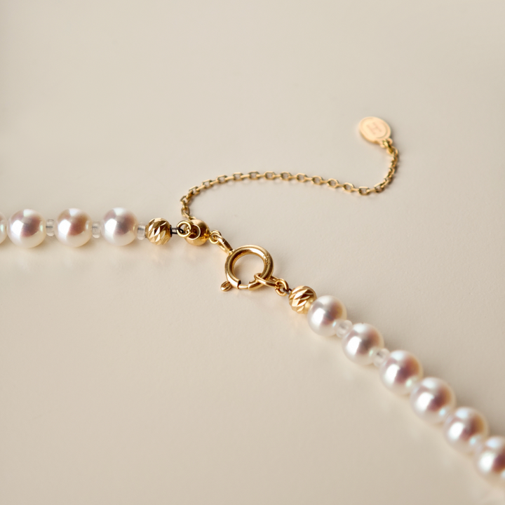 Aurora Freshwater Pearl GUILD Certificate Noble 18K Gold H Mark Strand Necklace